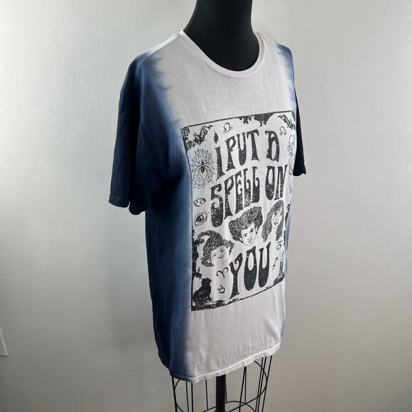 DISNEY I Put a Spell On You HOCUS POCUS White Blue Organic Cotton Tie Dye Top M - Picture 6 of 9